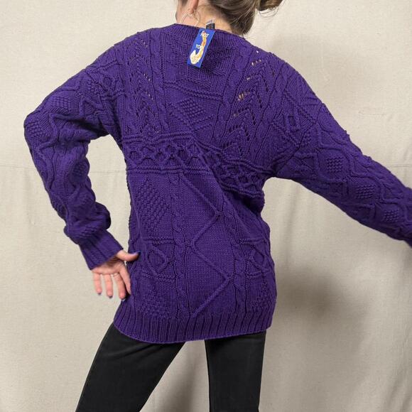 Vintage Bergdorf Goodman Chunky Purple Knit Sweater - Picture 4 of 8